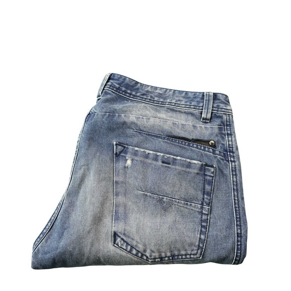 Diesel Darron Distressed Blue Button Fly Jeans Mens 36x27 Slim Tapered 0811V